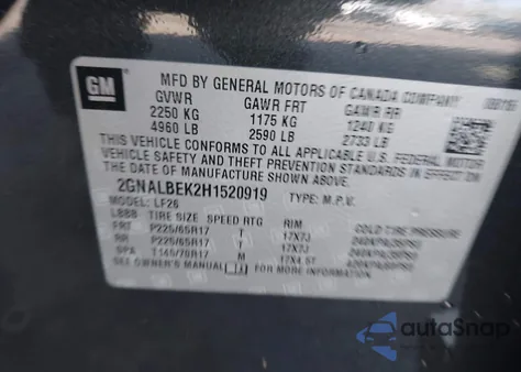 2017 Chevrolet Equinox Ls из США, поврежденный, VIN 2GNALBEK2H1520919